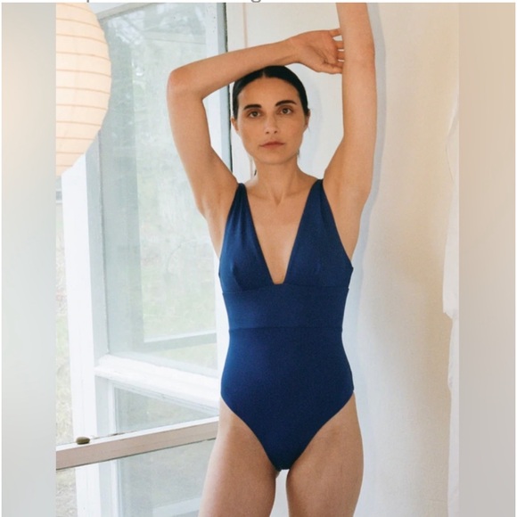 LOKIKI Other - LOLIKI Georgia Plunge One Piece Swim Suit in Mare Blue Sz S